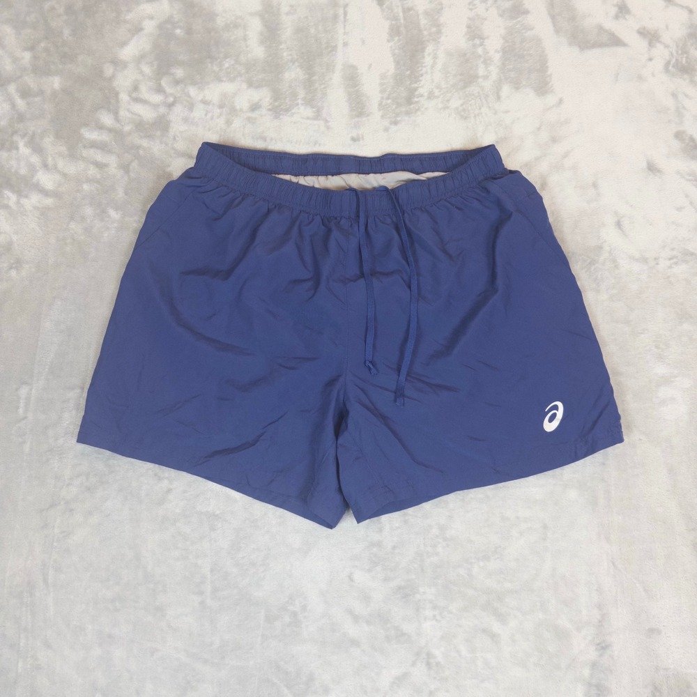 Asics Running Shorts Mens Large Blue 5 Inch Inseam Lined Athletic Gym Trunks